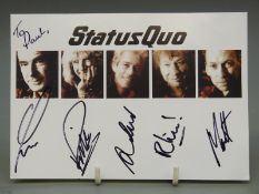 Status Quo signed card with letter