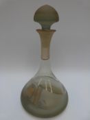 A mid-20thC art glass carafe signed Jon Art,