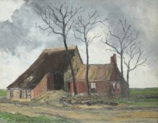 Vernon Southward oil on canvas 'A Flemish Farm', signed lower right, 39 x 49cm label verso,
