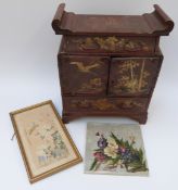 A Japanese lacquer cabinet and Japanese picture