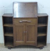 An Art Deco style oak bureau bookcase,