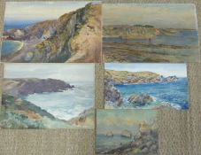 Five various coastal watercolours to include one by M Williams,