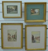 Four various late 19thC/early 20thC watercolours including a pair of street scenes,