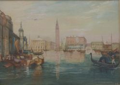 N Goldsworthy watercolour and gouache on paper Venetian scene with St Mark's square,