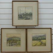 Three Malaysian or similar landscapes, indistinctly signed,