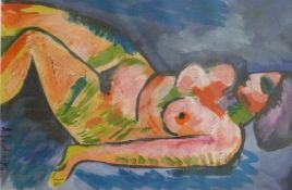 Manner of A Jawlensky acrylic / oil study of a nude,