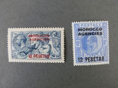 Morocco Agencies 1907-13 12 pesetas on 10/- ultramarine SG 123.