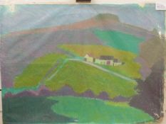 Carolyn White (1945-2013) pastel 'Cotswold Farm, Purple Shadows',