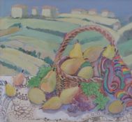 Lillian Delevoryas watercolour, 'Mediterranean Fruits',
