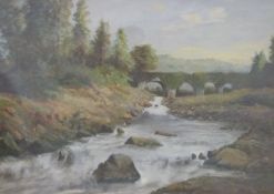 W E Cox Victorian oil on canvas 'Reamore Falls', signed lower right, 25 x 35cm,