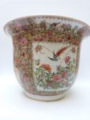 A large famille rose plant pot or jardiniere, 47cm diameter,