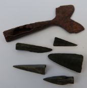 A quantity of bronze/iron age arrow heads