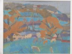 Carolyn White (1945-2013) pastel 'Cattle Grazing, Nailsworth Valley',