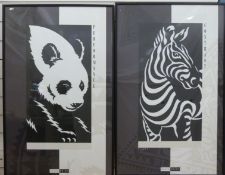 A pair of modern black and white posters,