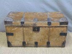 A 19thC cowhide covered travelling trunk,
