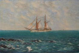 Arthur Gadd oil on canvas the sailing ship 'Svalen' in home waters off the coast of Norway,