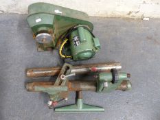 A wood working lathe complete with motor, bed extension,