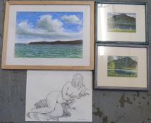 Cecil Riley (1917-2015) three framed pastels including 'Over the Bay 1',