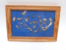 A Chinese white metal foliage scene, 24 x 16.