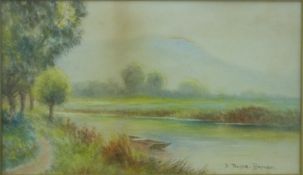 Trevor Bramson watercolour 'boat on river', signed lower right,