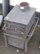 A small wood burning stove