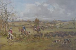 John King signed limited edition print 244 / 350 Prince Charles hunting with hounds,