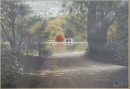 Barry J Richards pastel 'Rock Arch' Stourhead Gardens, Warminster, signed lower right, 30 x 44cm,