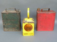 Two 2 gallon petrol cans,