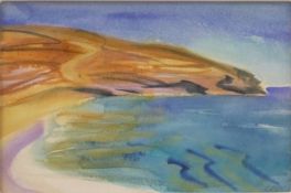 Carolyn White (1945-2013) watercolour 'Beach near Zagora', monogrammed lower right,