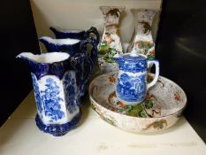 A pair of Art Deco Phoenix ware vases and shallow bowl together with a George Jones Abbey pattern