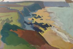 Carolyn White (1945-2013) gouache 'Lizard Shoreline, Cornwall',