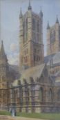 William Wiehe Collins (1862-1951) watercolour Lincoln Cathedral, signed and titled lower left,
