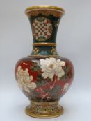 A large Japanese Kinkozan Kyoto Satsuma vase decorated with flowers and a butterfly,