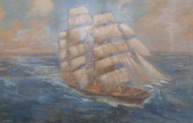 C Marks Cutty Sark under full sail, signed lower left,