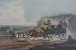 A 19thC coloured coaching engraving 'Paris and Dover Coach' after G S Treguar and engraved by R G
