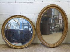Oval and round framed bevelled edge mirrors