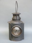 The Adlake non sweating railway lamp with LMS Railway plaque to side H34cm