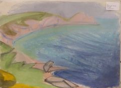 Carolyn White (1945-2013) pastel 'Sweeping Bay, Penwith',