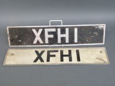 A pair of number plates, XFH1,