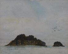 Small watercolour coastal scene indistinctly signed lower right possibly S Prax,