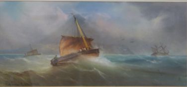 B Ward pastel seascape 'Deal Lugger off to the Wash'', signed and titled to lower edge,