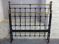 A 19thC or early 20thC brass and iron double bed frame
