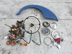 A quantity of Morris Minor parts including a ring, speedo,
