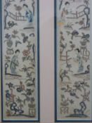 A pair of 19thC framed embroidered Chinese cuffs,