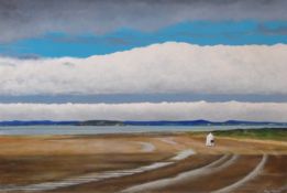 Roy Wallis (Modern) acrylic on canvas Burnham on Sea lighthouse, signed lower right,