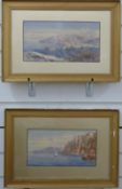 A pair of 19thC Continental watercolours, probably Bay of Naples,