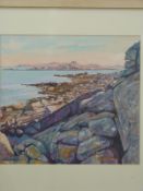 Carol Page Davies gouache 'Early Sun at Merchants Point, Tresco, Isles of Scilly',