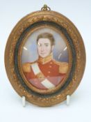 A 19thC portrait miniature of a British officer,
