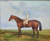 An oil on canvas of a horse and jockey, signed lower right B Campers,