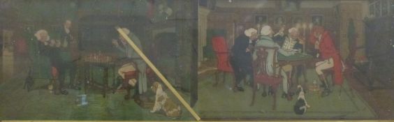 A pair of Cecil Aldin gambling prints mounted in a single frame,